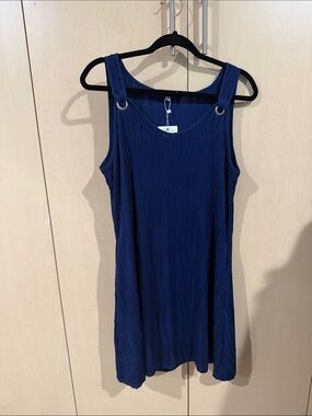 Sleeveless Navy Mini Dress with Ring-Detail Straps